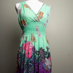 XL Colorful Lightweight Sleeveless Floral Dress